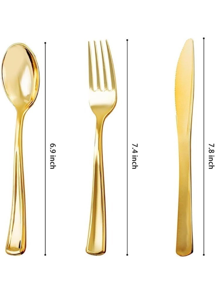 4basix Premium Golden Plastic Cutlery Set, 30 Pieces, Includes Spoons, Forks and Knives, Elegant Disposable Dining Tableware for Home Kitchen and Serving - Image 5