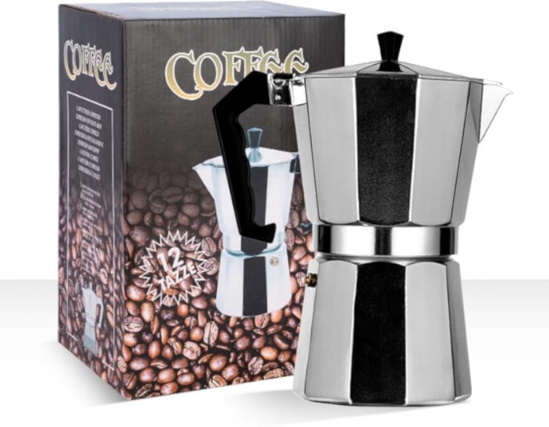 Moka Pot Coffee Maker 3 Cup, Stovetop Espresso Maker, Aluminum Octagonal Coffee Pot With Ergonomic Heat-Resistant Handle, Classic Italian Style for Home Kitchen and Camping