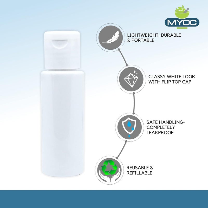 Myoc MYOC White Empty Plastic Portable Bottle Cosmetic Grade Container Refillable & Reusable Leak Proof Squeeze Bottles with White Flip Cap Durable for Sanitizers Oil Serum-30ml (Pack of 30)  - Image 3