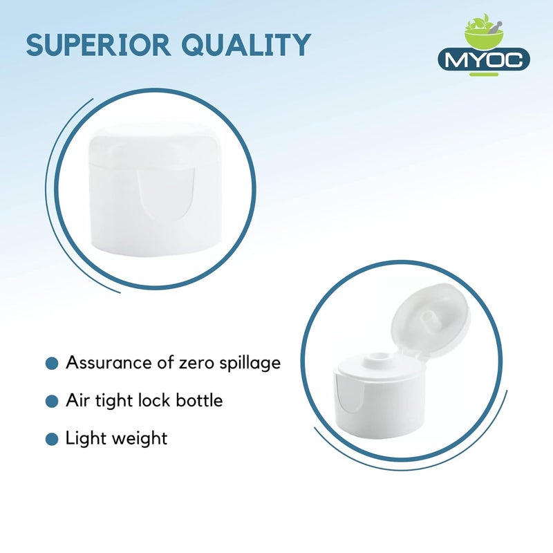 Myoc MYOC White Empty Plastic Portable Bottle Cosmetic Grade Container Refillable & Reusable Leak Proof Squeeze Bottles with White Flip Cap Durable for Sanitizers Oil Serum-30ml (Pack of 30)  - Image 4