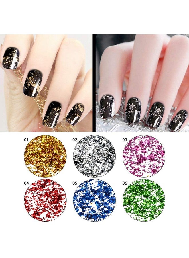 يس ليدي بودرة صبغية بتأثير المرآة من YesLady لتزيين الأظافر، بريق غير منتظم، رقائق ترتر من الألومنيوم، 6 ألوان - Image 2