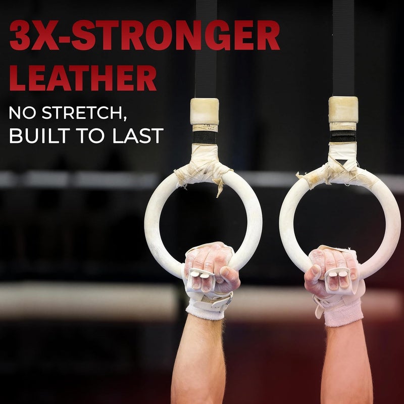 Reisport Protec Ring Gymnastics Grips for Men - Triple Strength Leather Hand Grips for Gymnastics Rings - Gymnastics Equipment & Accessories for Advanced Gymnasts - Image 2