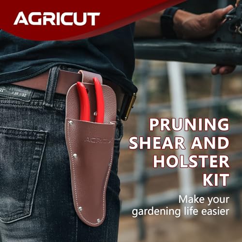 AGRICUT Pruning Shears, 7/8-Inch Cut Capacity Hand Clippers, Bypass Pruners, Gardening Scissors with Sharp Steel Blade (Aluminum Handle, High Carbon Steel PRO with Sheath) - Image 2