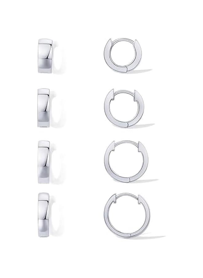PAVOI 18K Gold Plated Sterling Silver Posts Small Hoop Earrings for Women - Trendy Geometric Plain Chunky Huggie Earscape Piercing Pack - Everyday Gold Hoop Earrings Set  - Image 1