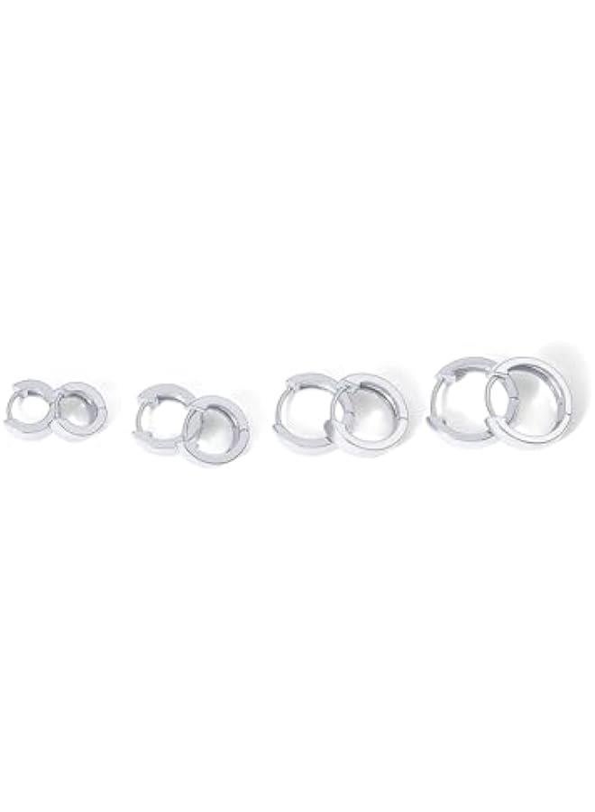 PAVOI 18K Gold Plated Sterling Silver Posts Small Hoop Earrings for Women - Trendy Geometric Plain Chunky Huggie Earscape Piercing Pack - Everyday Gold Hoop Earrings Set  - Image 3