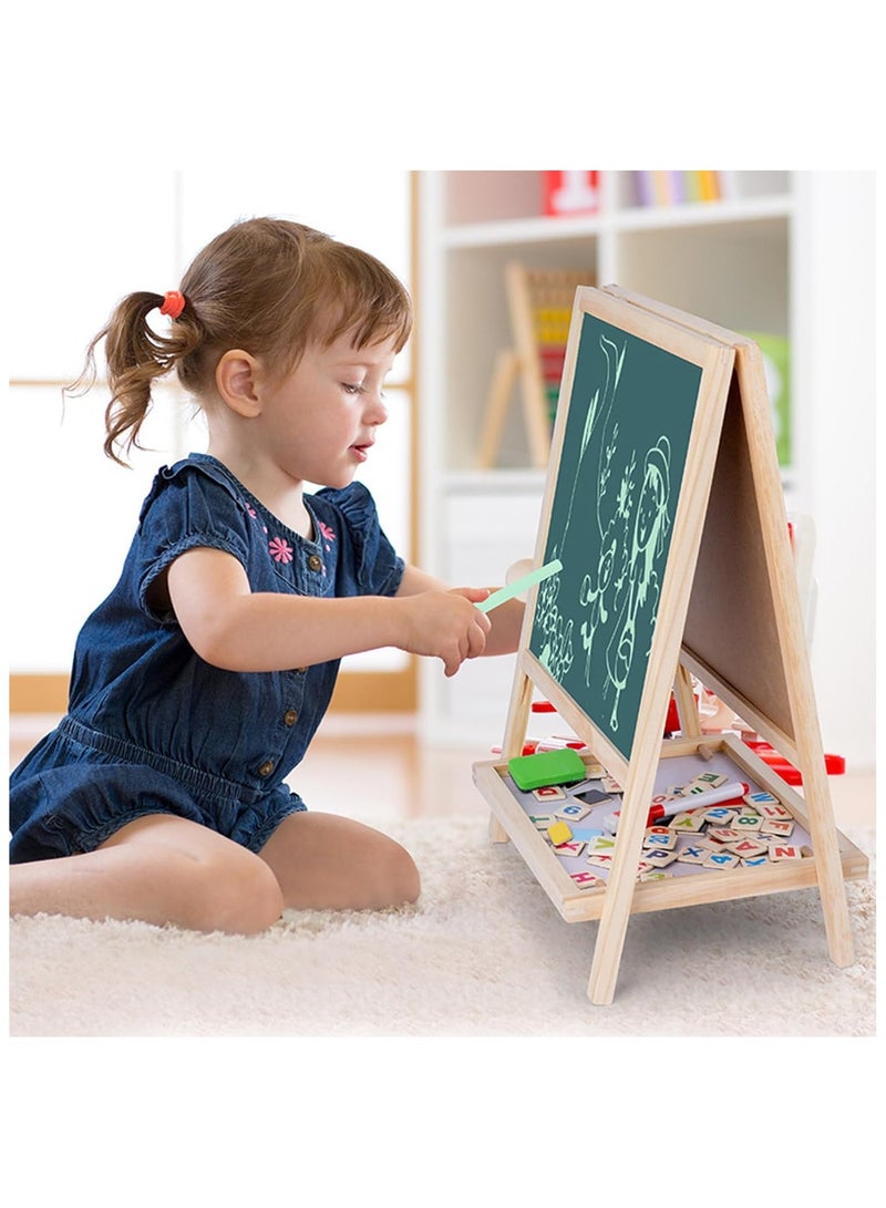 Soofam Easel for Kid，Wooden Art Easel，Wooden Chalkboard & Magnetic Whiteboard ，Storage Tray，Letters and Numbers Magnets and Other Accessories，Learning-Toy for 3,4,5,6,7,8 Years Old Boy & Girls - Image 2