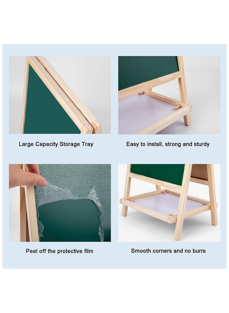 Soofam Easel for Kid，Wooden Art Easel，Wooden Chalkboard & Magnetic Whiteboard ，Storage Tray，Letters and Numbers Magnets and Other Accessories，Learning-Toy for 3,4,5,6,7,8 Years Old Boy & Girls - Image 5