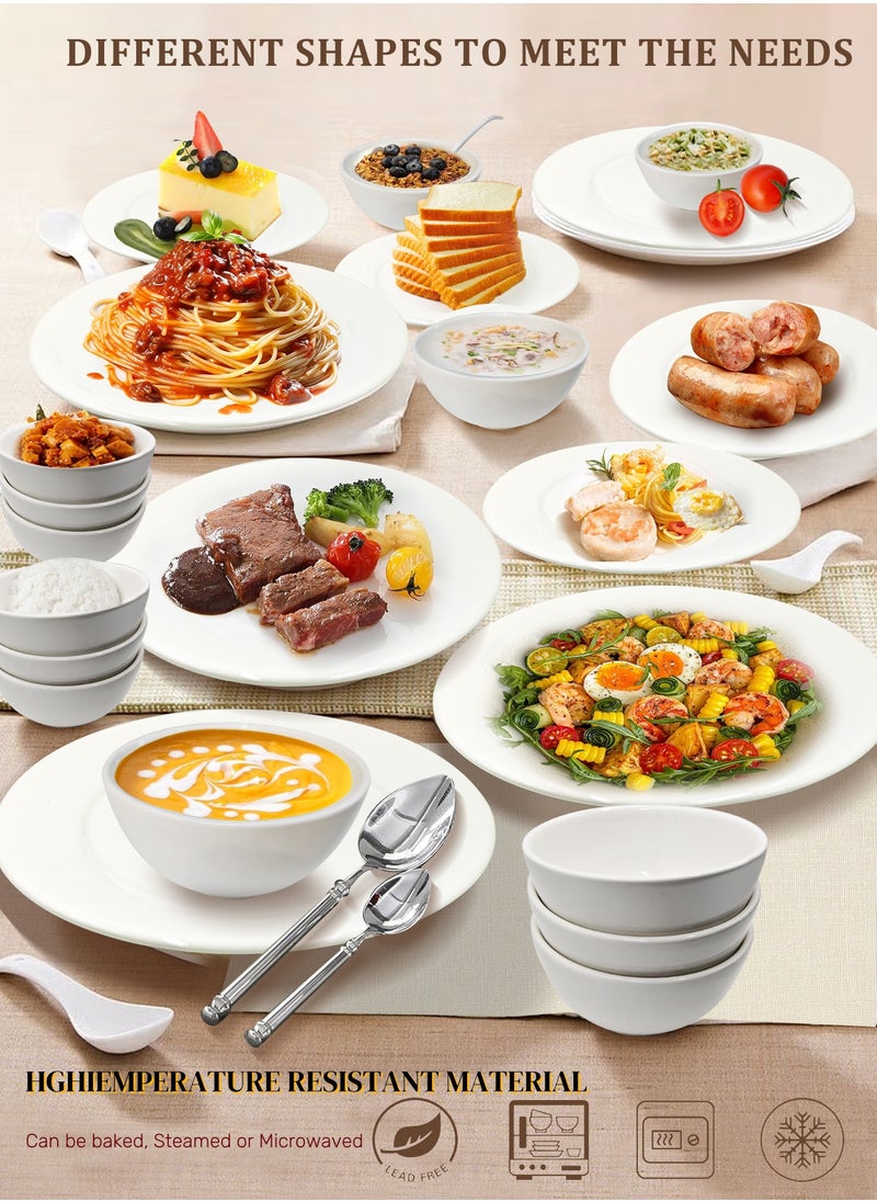 nihao 18 Piece High Quality Porcelain Dinner Set- Includes 6*10 inch Plates, 6*8 inch Plates, 6*4.5 Inch Vegetable Bowls, Ceramic Dinnerware Sets, Microwaveable and Freezer-Friendly/ Eco-Friendly and Food-Grade  - Image 3