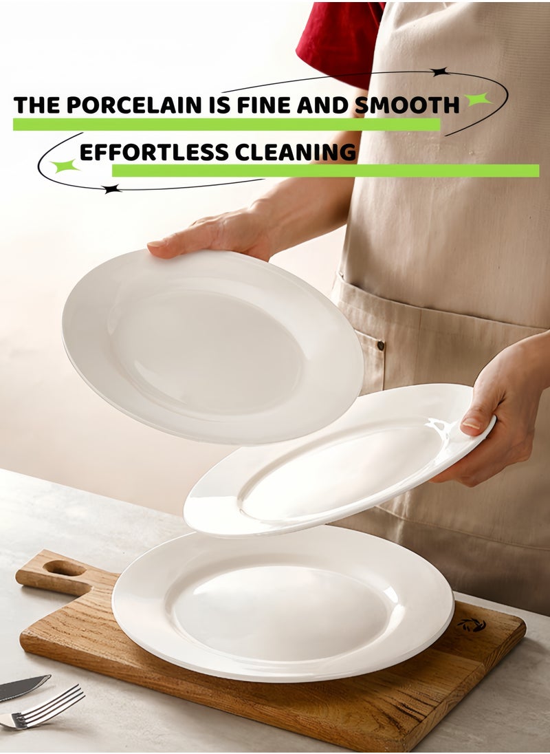 nihao 18 Piece High Quality Porcelain Dinner Set- Includes 6*10 inch Plates, 6*8 inch Plates, 6*4.5 Inch Vegetable Bowls, Ceramic Dinnerware Sets, Microwaveable and Freezer-Friendly/ Eco-Friendly and Food-Grade  - Image 4