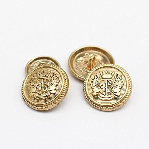 MebuZip 14 Pieces Matte Gold Metal Blazer Button Set 15mm 20mm for Blazers, Suits, Sport Coats, Sewing, Uniform, Jackets (MBM21) - Image 2