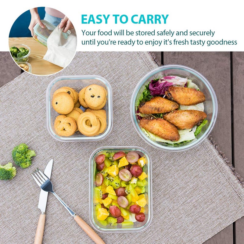Bayco Glass Food Storage Containers, [24 Piece] Airtight Meal Prep Bento Boxes, Leak Proof (12 lids & 12 Containers) - White - Image 5