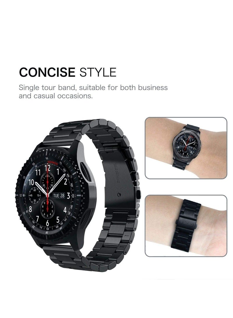 Stainless Steel Metal Replacement Watch Band Smart Watch 22mm Band Bracelet compatible with Gear S3 Classic SM-R760/S3 Frontier SM-R770 Smartwatch for Men Women - Image 4