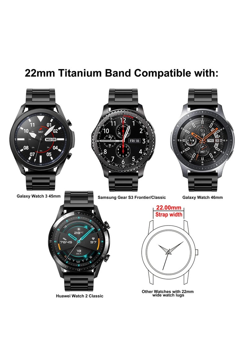 Stainless Steel Metal Replacement Watch Band Smart Watch 22mm Band Bracelet compatible with Gear S3 Classic SM-R760/S3 Frontier SM-R770 Smartwatch for Men Women - Image 2