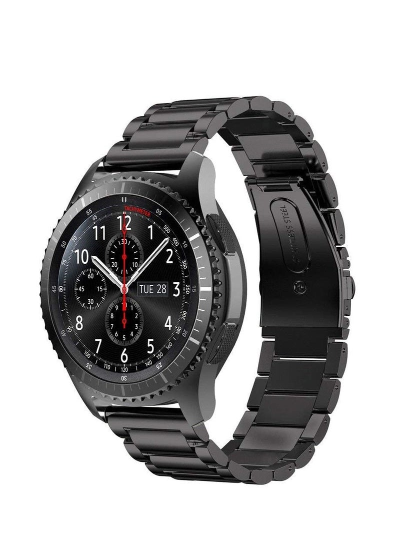 Stainless Steel Metal Replacement Watch Band Smart Watch 22mm Band Bracelet compatible with Gear S3 Classic SM-R760/S3 Frontier SM-R770 Smartwatch for Men Women - Image 1