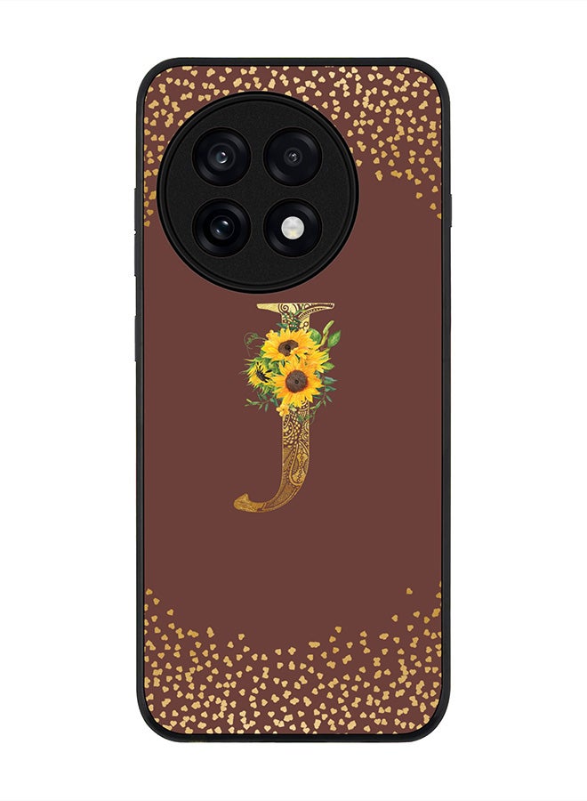 Stylizedd For OnePlus 13R / Ace 5 Pro Case,Slim fit Camera Protection, Shockproof Thin Phone cover  - Custom Floral Monogram - J  (Brown )