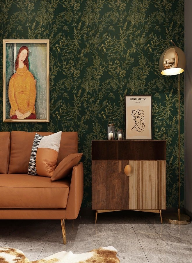 Micpolo Dark Green and Gold Floral Wallpaper 17.3"x118" Peel and Stick Self-Adhesive Removable Vinyl Wallpaper for Bedroom Bathroom Kitchen Cabinets - Image 4