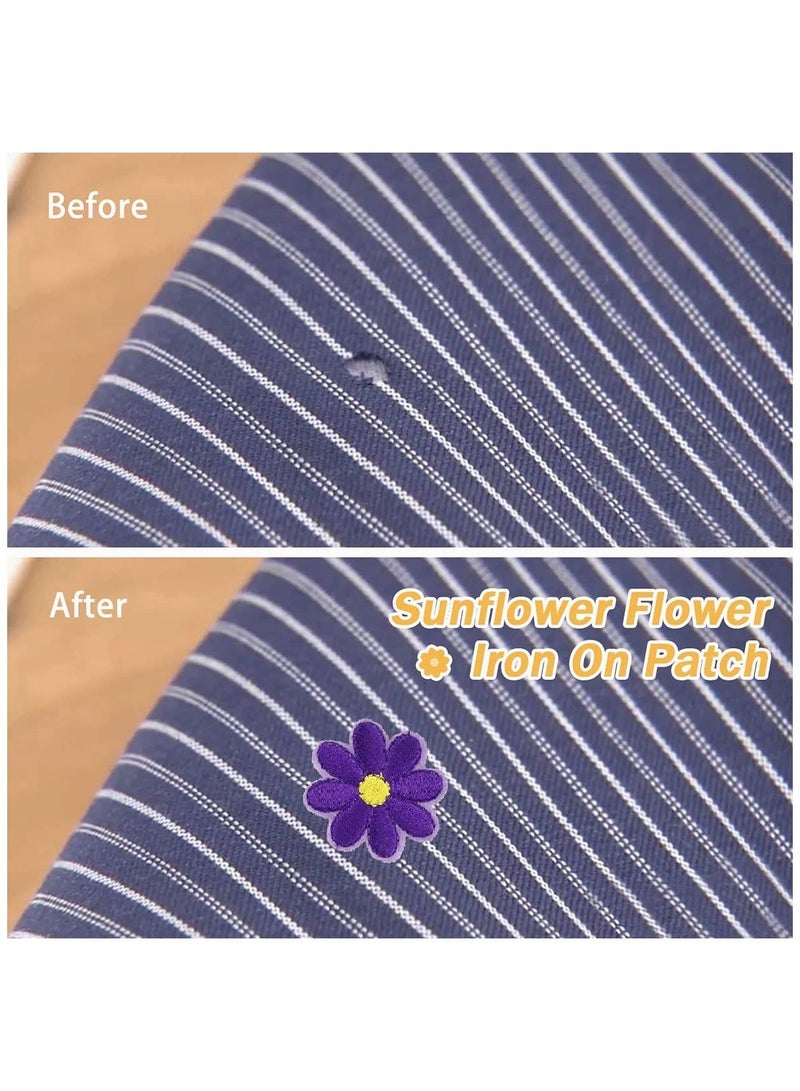 SYOSI 44 Pcs Sunflower Flower Iron Sew On Patches Embroidered Applique Decoration Patches for Clothing Jackets Backpacks Jeans Hats Bags DIY Accessory - Image 3