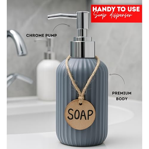 Haristar Liquid Soap Dispenser|Sanitizer Dispenser, Lotion, Shampoo Dispenser | Handwash Bottle for Kitchen | Soap Dispenser for Wash Basin | 300 MLL (Metallic Grey, Pack of 1) - Image 5