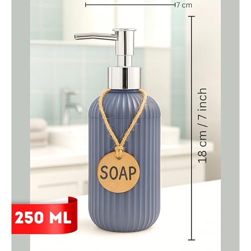 Haristar Liquid Soap Dispenser|Sanitizer Dispenser, Lotion, Shampoo Dispenser | Handwash Bottle for Kitchen | Soap Dispenser for Wash Basin | 300 MLL (Metallic Grey, Pack of 1) - Image 2