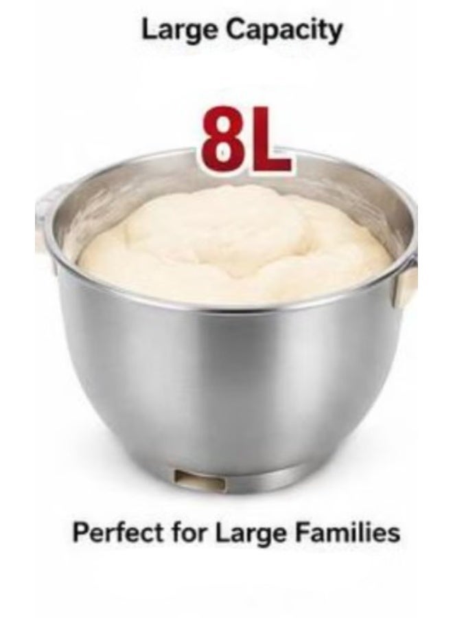 HB Multi-Function Dough Mixer 8L, 900W Electric Dough Kneading Machine with SUS304 Stainless Steel Bowl, Digital Control Panel & Transparent Lid - Image 3
