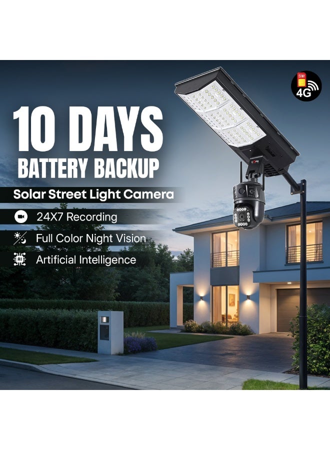 COFE 4G 2-in-1 Solar Street Light Camera Outdoor, Dual Lens PTZ Wireless Security Cam, Two-Way Audio, Motion Detection, Night Vision, IP66 Waterproof, Home Surveillance System - Image 3