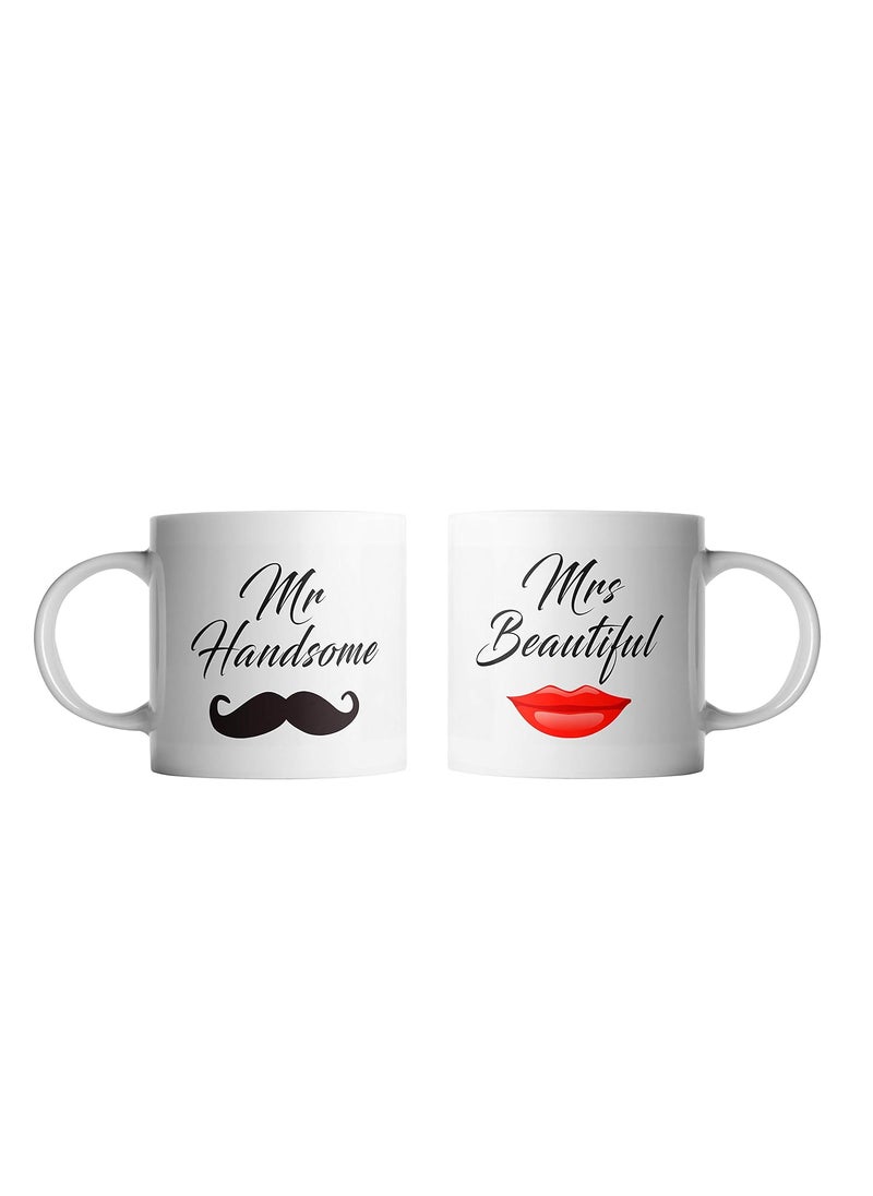 Gen7 Gen7 Mr Handsome Mrs Beautiful Couple Tea Mug Set of 2 White150ml  - Image 1
