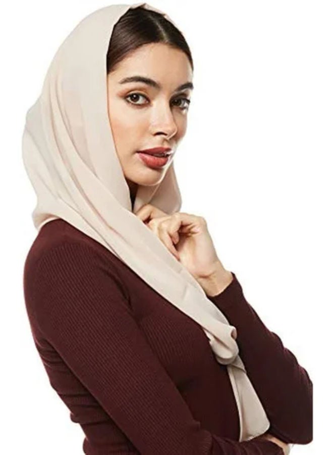 SHOPI حجاب شيلة شيفون صلب بلون الخوخ - Image 2