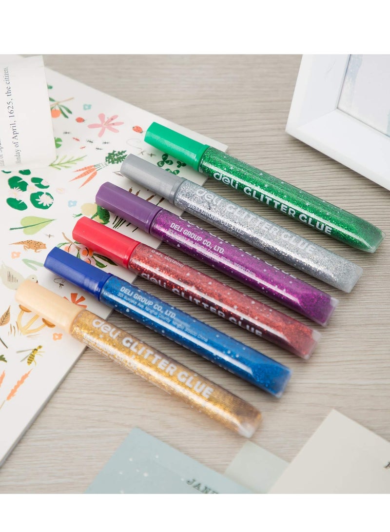 Deli غراء لامع كلاسيكي من دلي 12 مل (مجموعة من 6 ألوان) 12 قطعة - Image 2