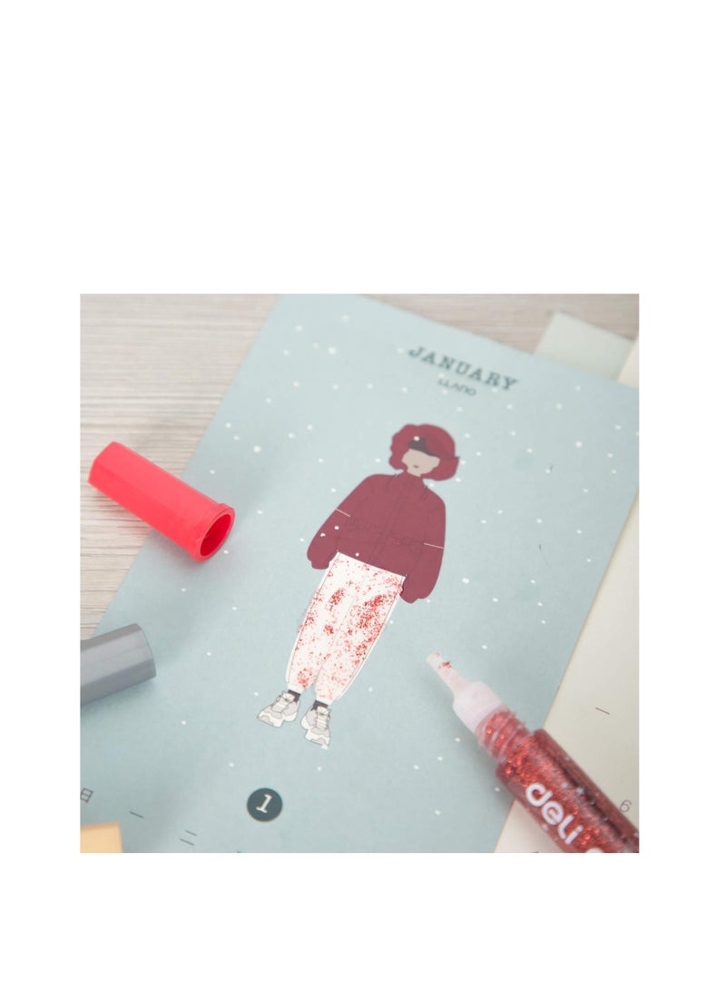 Deli غراء لامع كلاسيكي من دلي 12 مل (مجموعة من 6 ألوان) 12 قطعة - Image 4