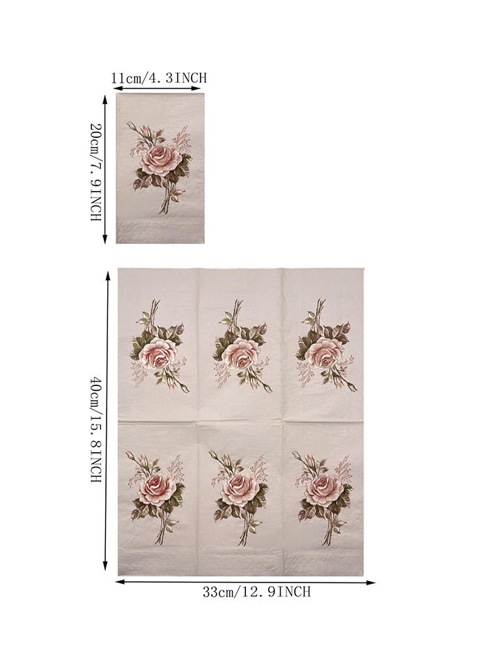 Fasola 20Pcs Vintage Floral Guest Napkins - 2-Ply Guest Disposable Hand Towels for Bathroom, Wedding, Bridal Shower, Tea Party, Garden Party, Birthday Party - Image 2
