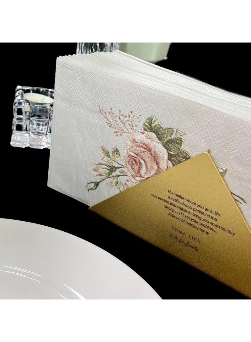 Fasola 20Pcs Vintage Floral Guest Napkins - 2-Ply Guest Disposable Hand Towels for Bathroom, Wedding, Bridal Shower, Tea Party, Garden Party, Birthday Party - Image 3