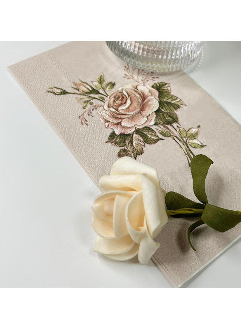 Fasola 20Pcs Vintage Floral Guest Napkins - 2-Ply Guest Disposable Hand Towels for Bathroom, Wedding, Bridal Shower, Tea Party, Garden Party, Birthday Party - Image 4