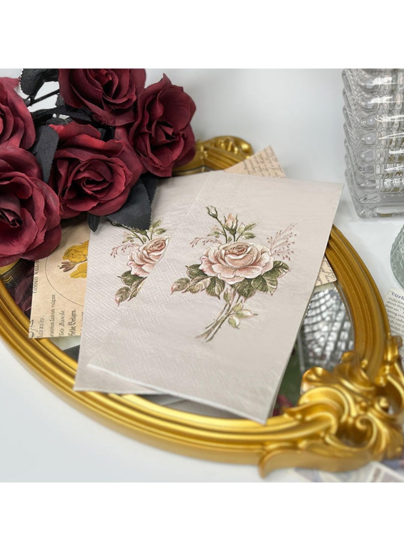 Fasola 20Pcs Vintage Floral Guest Napkins - 2-Ply Guest Disposable Hand Towels for Bathroom, Wedding, Bridal Shower, Tea Party, Garden Party, Birthday Party - Image 5
