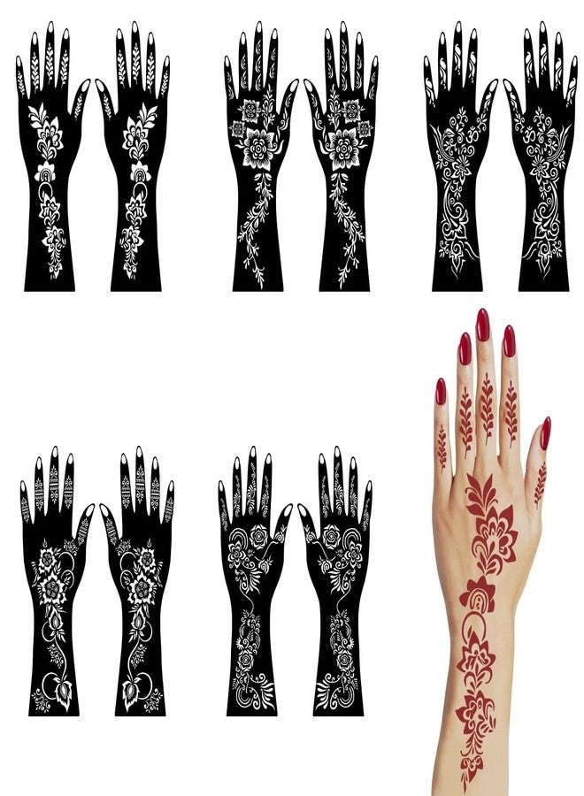 VANVATI Full Design Combo Mehndi Stencil Sticker Kit with Wrist, Palm, & Finger - Image 5
