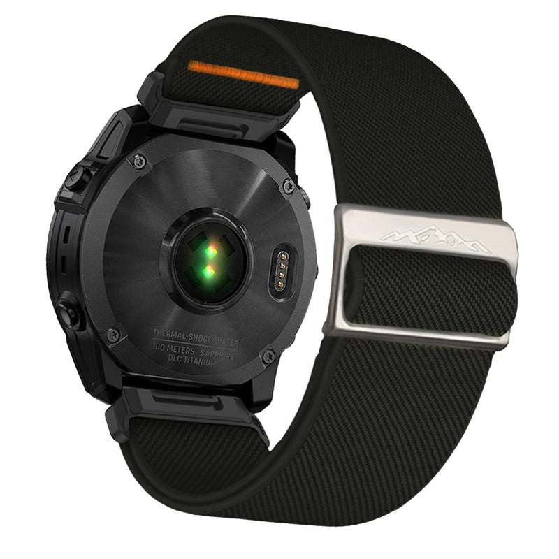 Abanen Quick Fit 26mm Elastic Nylon Soft Stretchy Loop Durable Watch Band for Garmin Fenix 8 51mm / Fenix 7X / Fenix 6X / Fenix 5X / Enduro/epix Pro 51mm / Tactix 7 Pro (Black) - Image 1