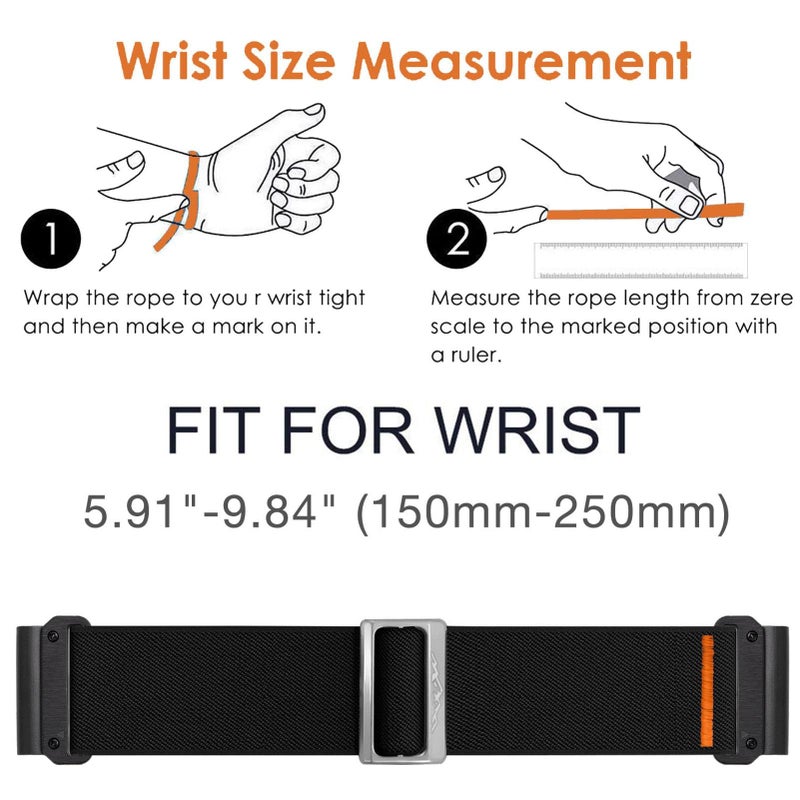 Abanen Quick Fit 26mm Elastic Nylon Soft Stretchy Loop Durable Watch Band for Garmin Fenix 8 51mm / Fenix 7X / Fenix 6X / Fenix 5X / Enduro/epix Pro 51mm / Tactix 7 Pro (Black) - Image 5