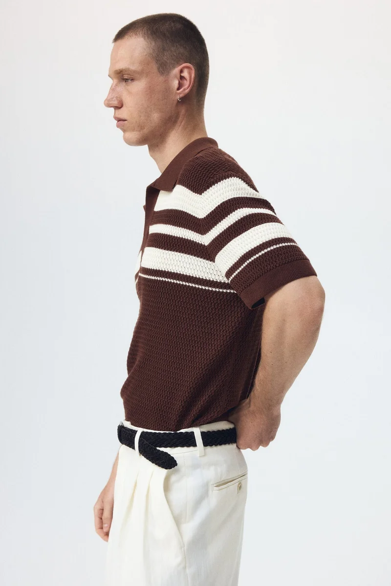 H&M  Regular Fit Pointelle-knit polo shirt for Men | Best Price UAE