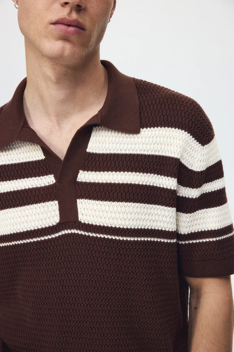 H&M  Regular Fit Pointelle-knit polo shirt for Men | Best Price UAE
