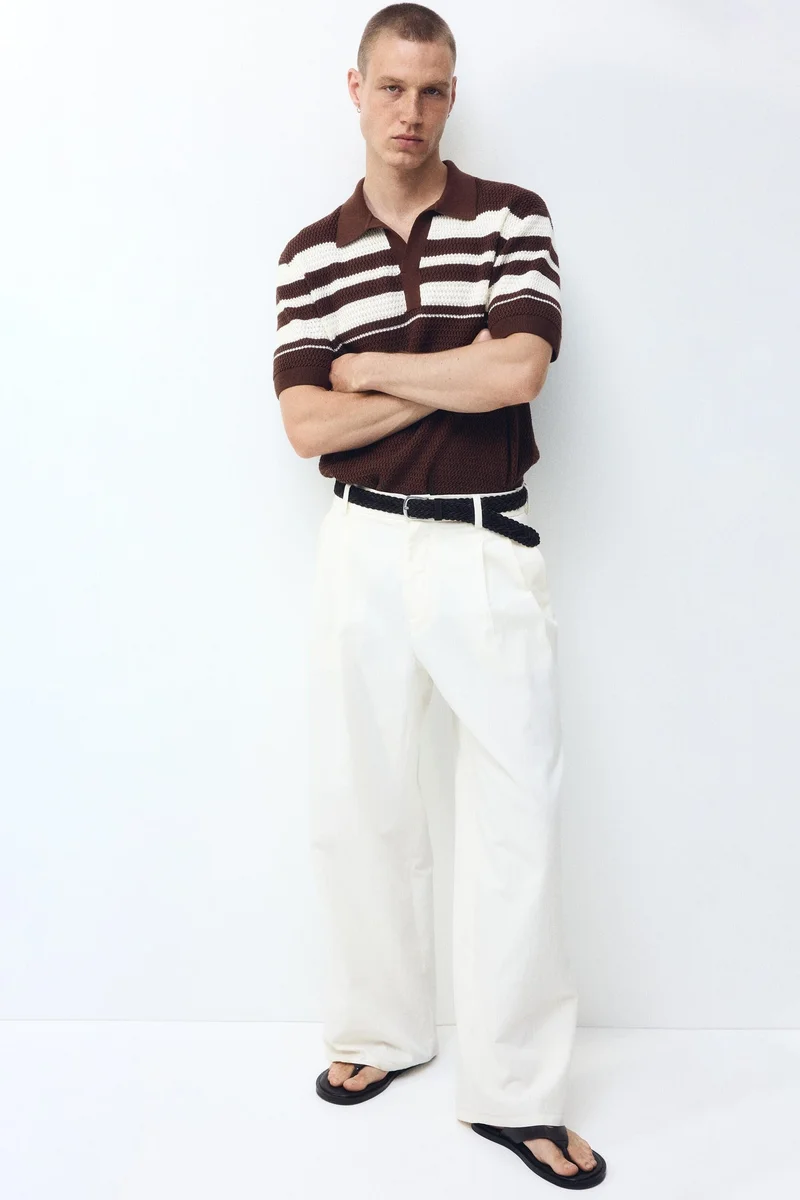 H&M  Regular Fit Pointelle-knit polo shirt for Men | Best Price UAE