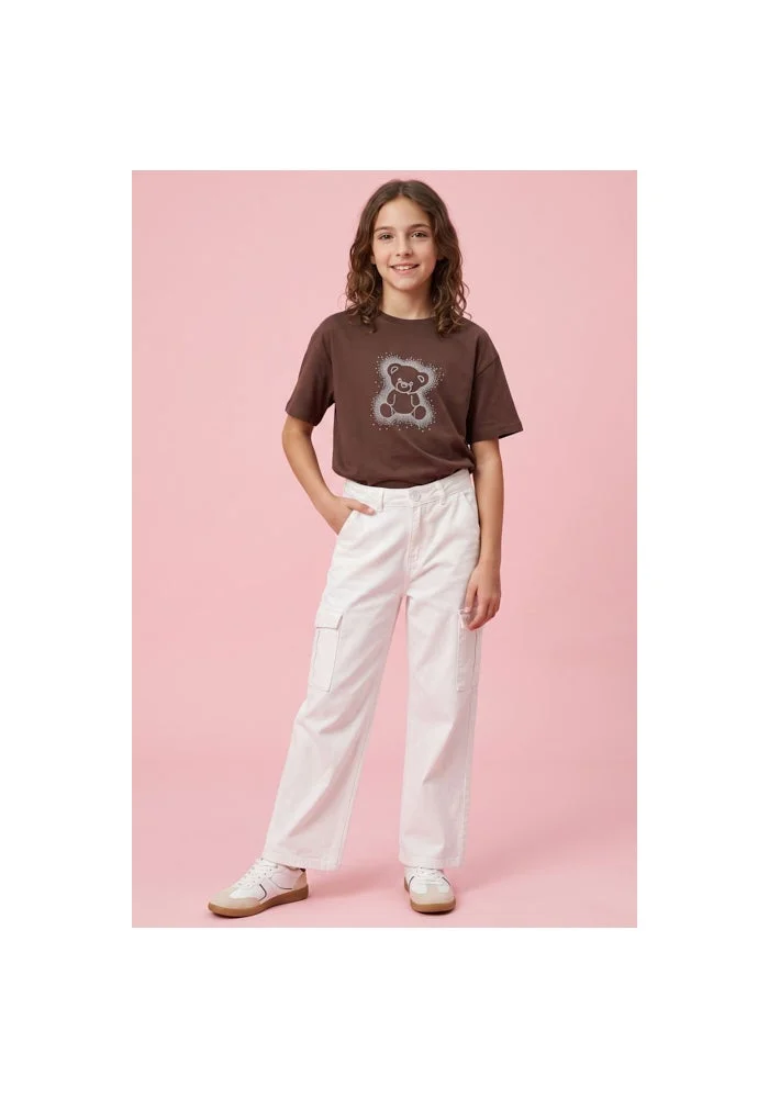 R&b Solid Cargo Pants with Button Closure