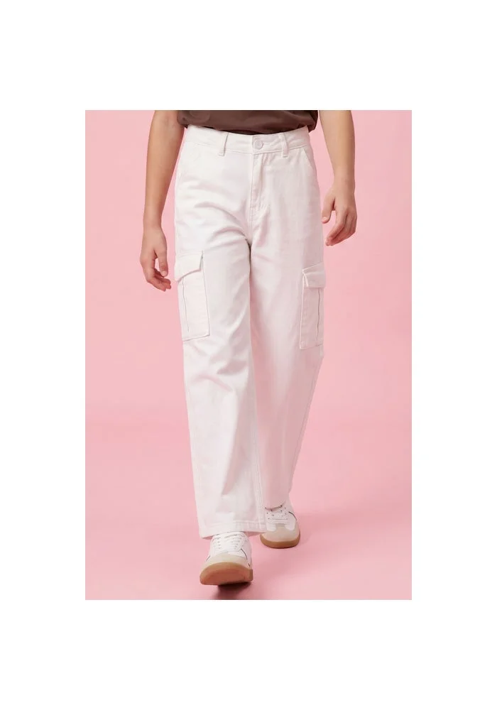 R&b Solid Cargo Pants with Button Closure