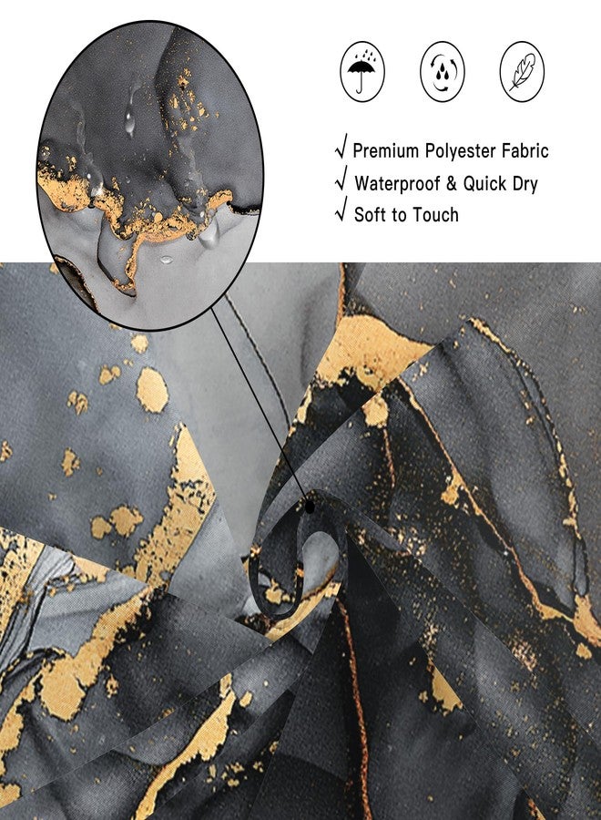 BayNook Black Grey Marble Shower Curtain, Modern Abstract Dark Fabric Shower Curtain for Bathroom, Luxury Art Decor Black Gold Ink Texture Watercolor Shower Curtain Set with Hooks 72x72 - Image 4