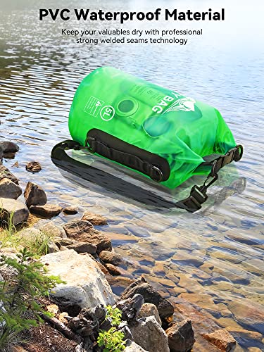 HEETA Dry Bag Waterproof for Women Men, Roll Top Lightweight Dry Storage Bag Backpack with Phone Case for Travel Swimming Boating Kayaking Paddle Board Camping Beach Accessories (Green, 10L) - Image 3
