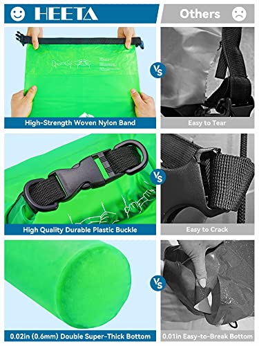 HEETA Dry Bag Waterproof for Women Men, Roll Top Lightweight Dry Storage Bag Backpack with Phone Case for Travel Swimming Boating Kayaking Paddle Board Camping Beach Accessories (Green, 10L) - Image 4