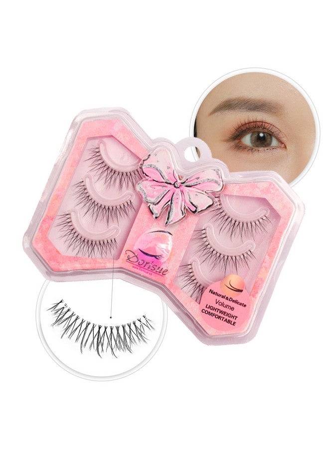 Dorisue Natural Eyelash Hooded Eyes Natual Look Thin And Short 3 Pairs Lashes Q7 - Image 1