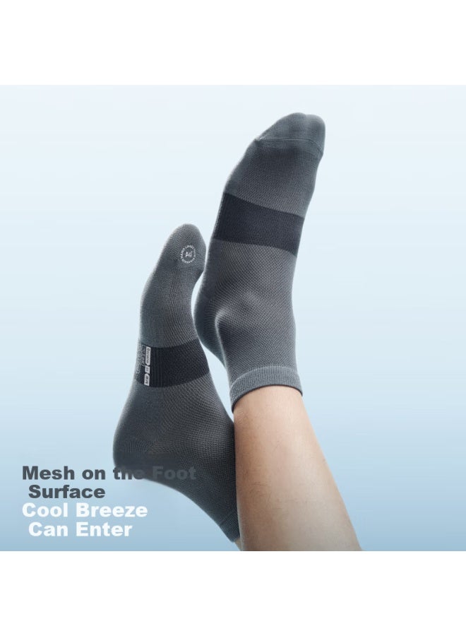Bananain Men's Mid-calf Sports Thin Breathable Dopamine 7a Antibacterial Odor-resistant Summer Ice Silk Socks 3 Pairs - Image 3