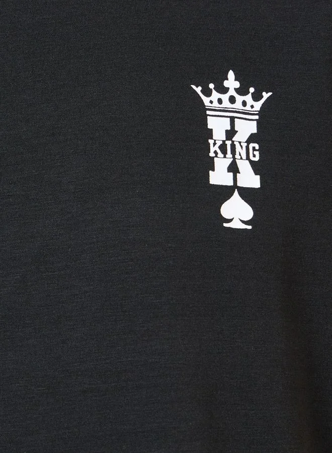 Styli King Graphic Print T-shirt and Checked Pyjama Nightwear Set