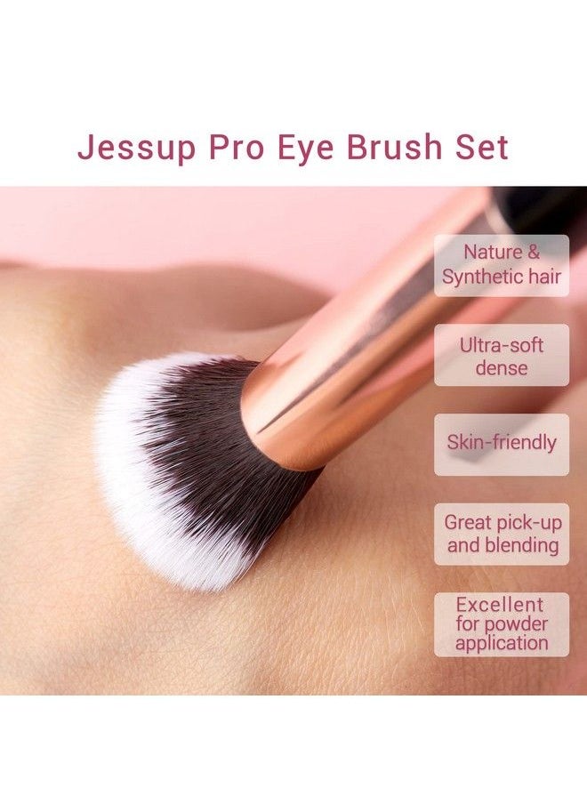 Jessup 15 قطع مجموعة فرش المكياج المهنية أدوات فراشي المكياج قلم العيون ومزج المقبض الخشبي شعر صناعي طبيعي لؤلؤي أسود/ذهبي وردي T157  - Image 4