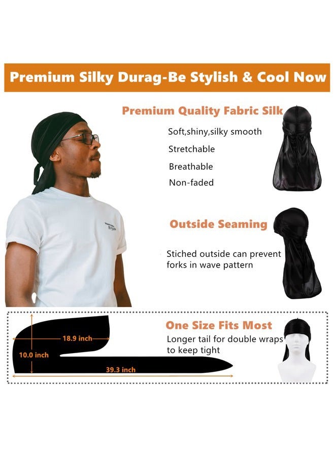 Himoswis Bonnet for Men,Silk Bonnet for Men for Sleeping,Matching Durag and Bonnets Set for Couples,Mens Bonnet for Curly Hair,Braids,Pack A - Image 5