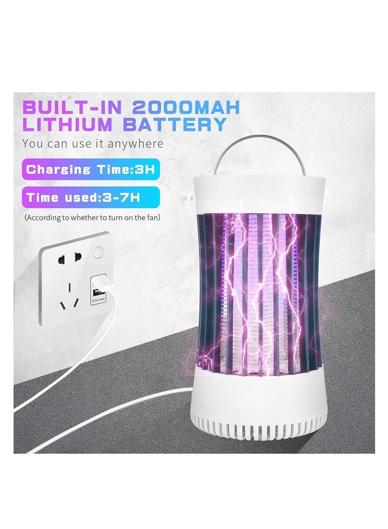 دوبكارت صاعق الحشرات، مصباح مصيدة البعوض الداخلي والخارجي القابل لإعادة الشحن عبر USB مع بطارية 2000 مللي أمبير في الساعة، مروحة شفط، صاعق البعوض الكهربائي المحمول للمنزل، والتخييم، والبعوض، والفناء الخلفي، و - Image 3